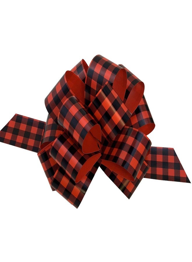 GiftWrap Etc. Red & Black Buffalo Plaid Pull Bows - 5" Wide, Set of 10, Christmas, Gift Bows, Farmhouse Decor, Gift Wrap, Wedding, Presents, Fundraiser, Wreath, Swag, Fall, Valentine's Day - Image 1
